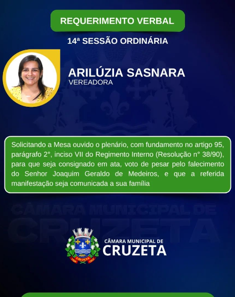 Confira o Requerimento Verbal da Vereadora Arilúzia Sasnara, na 14° Sessão Ordinária Realizada dia 21 de maio.