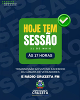 Hoje a partir das 17 horas, haverá mais uma Sessão Ordinária na Câmara Municipal de Cruzeta