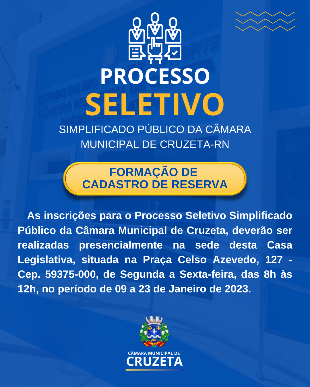 PROCESSO SELETIVO SIMPLIFICADO PÚBLICO DA CÂMARA MUNICIPAL DE CRUZETA/RN